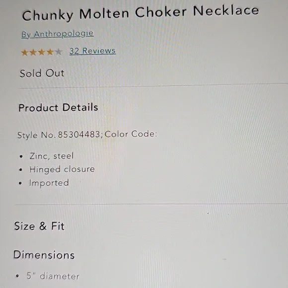 Anthropologie Chunky Molten Choker Necklace Silver - Picture 5 of 5